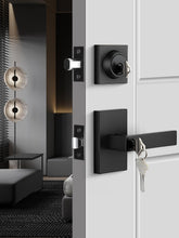 Goldenwarm black exterior lock set front view, modern durability for curb appeal