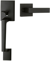 Goldenwarm black front door handle closeup showing sleek matte finish for modern entryways