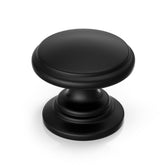 Goldenwarm round black cabinet knob with 1.25-inch diameter and smooth finish for cabinets.