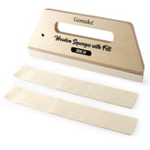 Gomake wallpaper smoothing tool with wooden squeegee for smooth application and fewer bubbles.