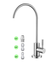 Gonabos drinking water faucet front view in brushed nickel for clean kitchen water.