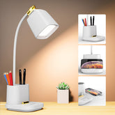 GONDSILY LED desk lamp with USB ports charging devices at a tidy desk.