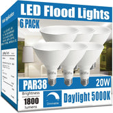 Gonhom Par38 six-pack outdoor LED flood lights for exterior illumination.