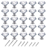 GoodtoU diamond crystal glass knob close-up with 30mm diameter and silver finish