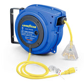 Goodyear extension cord reel 40ft housed in tough PP case for rugged indoor use