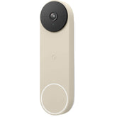 Google Nest Doorbell (Battery) Linen front view for quick, wire-free home monitoring.
