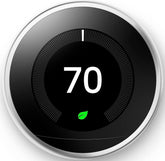 Google Nest Learning Thermostat with polished steel display elevates room aesthetics and smart control