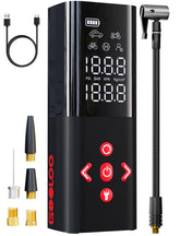 GOOLOO AP150 tire inflator front view, compact and portable for on-the-go inflation.
