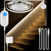 GOOMEEYA dual-motion sensor light indoors on stairs with two-side detection for easy navigation
