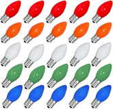 Goothy 25-pack C7 multicolor bulbs for festive outdoor lighting