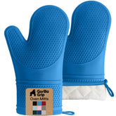 GORILLA GRIP Aqua oven mitt top view with textured honeycomb grip