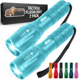 GORILLA GRIP flashlight turquoise body with 750ft beam for long-range visibility.