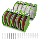 Gostle 5-Inch sanding discs storage bin collection neatly organized on a workbench