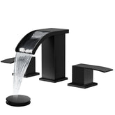 Gotonovo waterfall 8-inch wide faucet in matte black for a durable, modern bathroom.