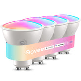 Govee GU10 smart bulb offers color options for vibrant living room ambiance.