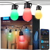 Govee H7029 24ft RGBIC outdoor lights on a patio for vibrant evenings