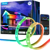 Govee RGBIC outdoor strip lighting on a patio with vibrant color effects.