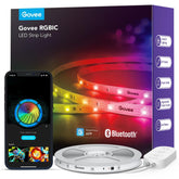 Govee RGBIC LED strip lights create vibrant ambient color in the bedroom.