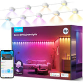 Govee RGBIC string downlights glow along a wall for ambient mood lighting