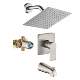 GOXIUHAN brushed nickel 8-inch rain shower head delivers steady pressure for a spa-like shower.