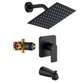 GOXIUHAN matte black tub shower valve trim with rain head for a spa-like shower
