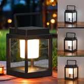 GOZIG outdoor table lamp with touch-control base for easy nighttime operation.