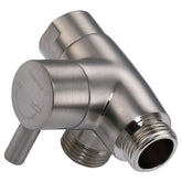 G-Promise solid metal shower arm diverter in brushed nickel enabling dual outlets for versatile showering