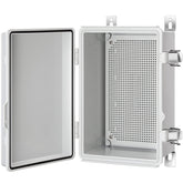 Gratury Junction Box with hinged grey cover delivers weatherproof protection for outdoor electrical projects.