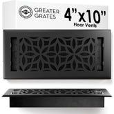 Greater Grates floor register floral front close-up showing decorative pattern and durability