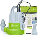 Green Expert sump pump in use drains standing water efficiently