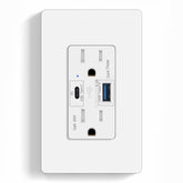 Greencycle USB-C PD3.0 outlet front view powering a laptop