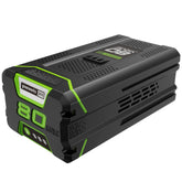 Greenworks PRO 80V 4.0Ah battery with rapid-charge capability for fast power restoration.