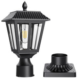 Greluna solar post light emits dusk-to-dawn glow along the garden path