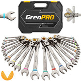 Grenpro 23pcs flex-head wrench set in closed case for easy transport