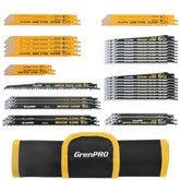 Grenpro 34-piece saw blade set with organizer pouch for versatile metal and wood cutting