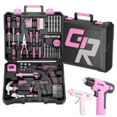GRENPRO pink tool set 188-piece neatly organized for home DIY projects.