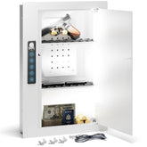 Grimtron Quick Access White Wall Safe with pegboard for organized storage