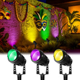 Grinsvalley Mardi Gras spotlight in purple adds festive color to outdoor decor