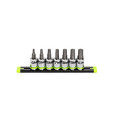 Grip Edge 7-piece hex bit socket set on 3-8 drive for efficient torque transfer