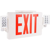 GRUENLICH LED exit sign front view with double face for hallway visibility.