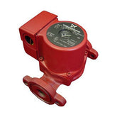 Grundfos UPS15-58FC front view showing compact red housing for reliable heating circulation.