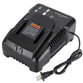 GRVODFRTA 18V charger front view shows compact design for workspace efficiency