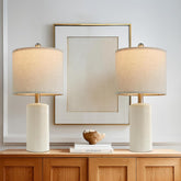 G-SAFAVA ceramic table lamp pair in creamy white for soft ambient bedside light