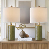 G-SAFAVA green ceramic table lamp base close-up showing modern design and sturdy build