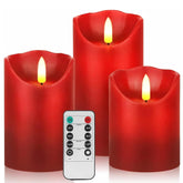GUIFIER 3-pack red flameless candles in 4, 5, and 6 inch sizes for safe festive lighting.