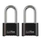 Guliffen two-pack padlocks with weatherproof zinc body for outdoor security.