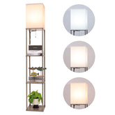 Gupuzm floor lamp with shelves front view showing integrated storage for display