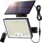 Gusicil solar flood light with panel and body setup for flexible outdoor lighting.