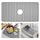 GUUKIN sink protector mat bottom grid safeguards sinks and delicate dinnerware.