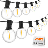 GVVOOHOME ECO 25ft G40 LED string lights with warm bulbs for patio ambiance